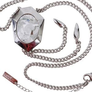 Atelier Swarovski Jean Paul Gaultier Crystal Pendant Necklace Silver Tone Modern